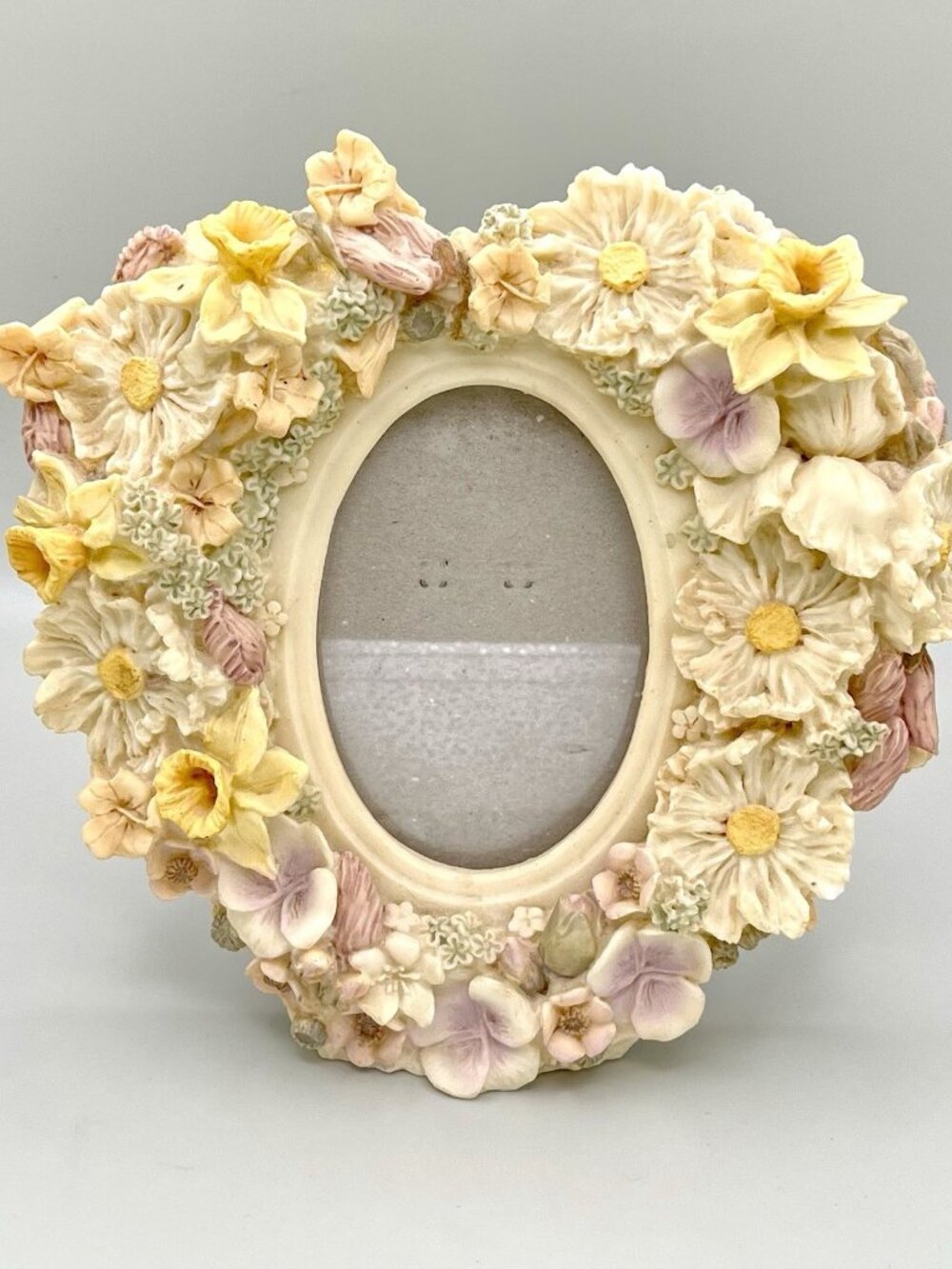 VTG Floral Resin Picture Frame 3D Flowers Cottagecore Shabby Chic Garden Fairy